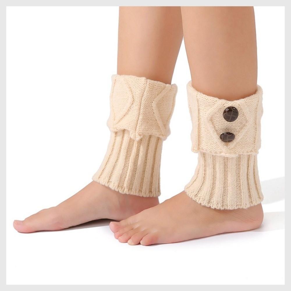 Loose Short Leg Warmers Buttons Crochet Boot Cover Fashion Knitted Leg Warmer  Autumn Winter