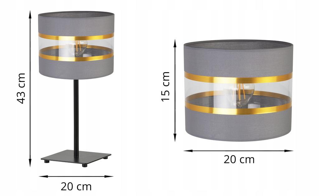 Nachttischlampe, eleganter goldener Lampenschirm, 20 cm