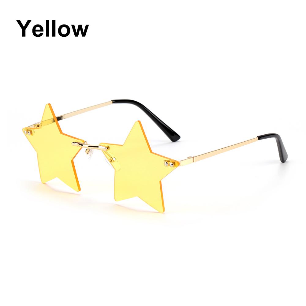 1pc Rimless Star Shape Sunglasses Driving Trendy Eyeglasses Women Men Party Glasses Funny Pentagram Eyewear Christmas Decor