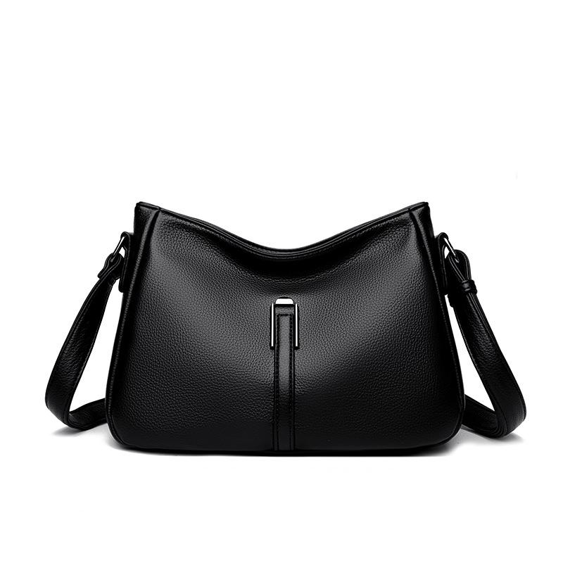 Women's bag new soft leather large-capacity medium mother bag atmospheric shoulder bag fashionable and simple messenger bag