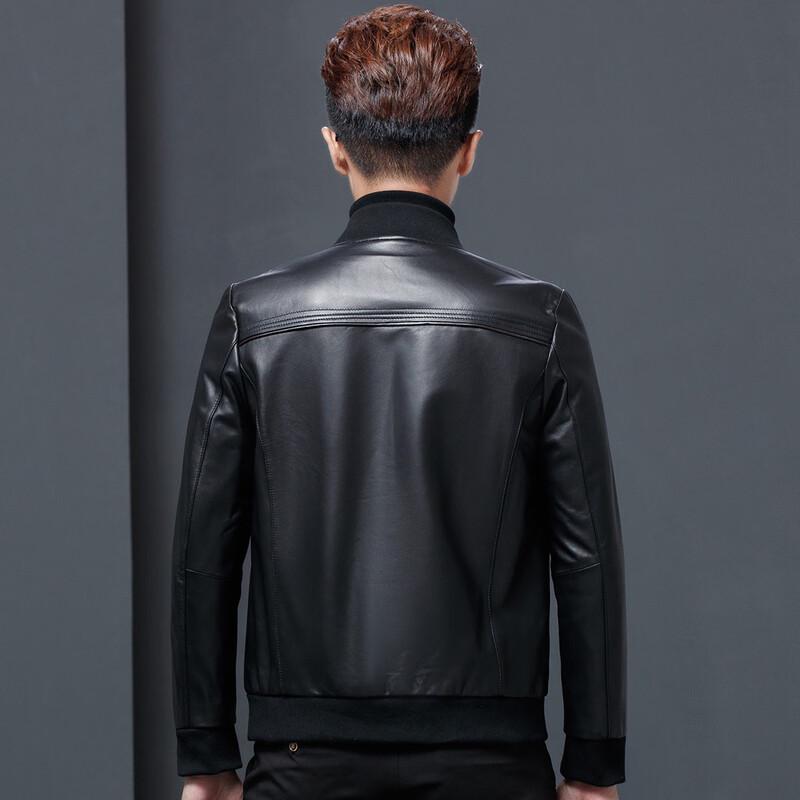 Men's High-End Sheepskin Baseball Collar Leather Jacket