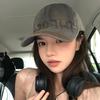 American retro washed distressed letter baseball cap for women with wide brim, suitable for large head sizes, makes the face look smaller, soft top