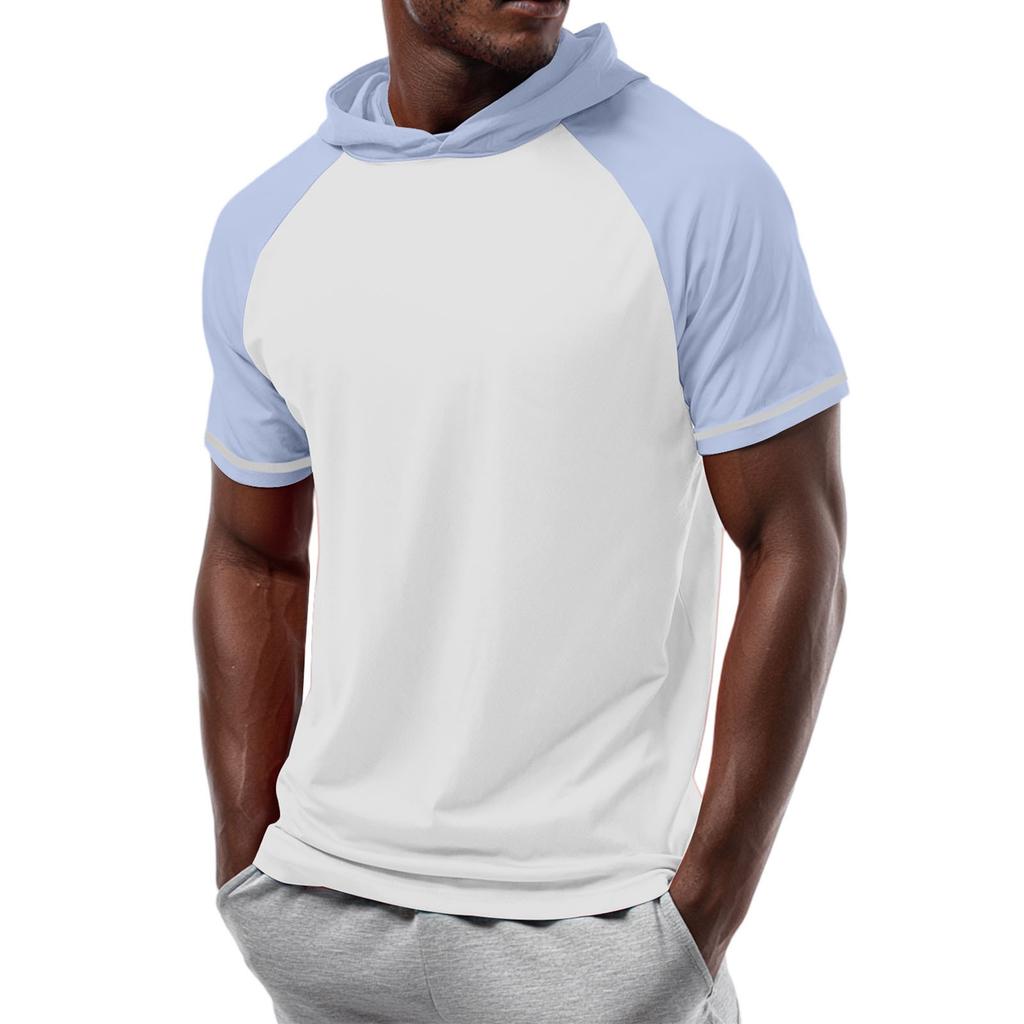 Men's Straight Shoulder Short-sleeved Hoodie T-shirt Sweatshirt