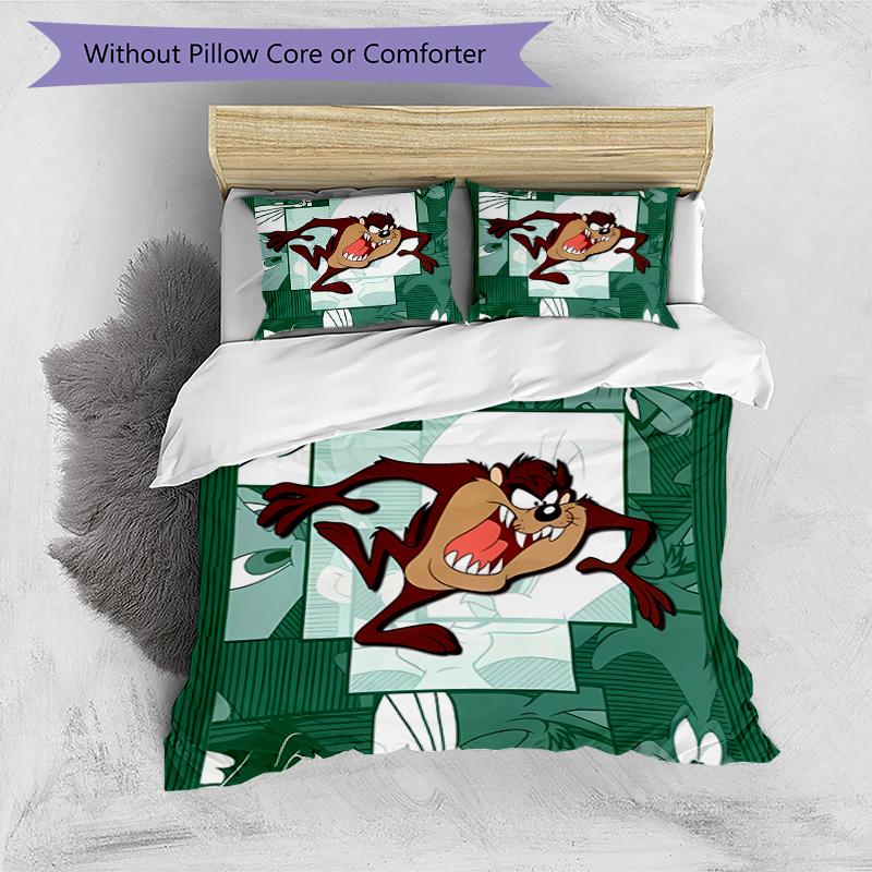 3pcs Taz-Mania pattern bedding set duvet cover set includes duvet cover &pillowcases, perfect all season bedroom decoration & gift