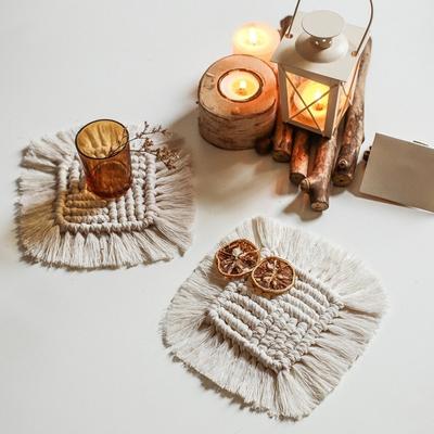 Neue DIY Böhmen Tisch Matte Baumwolle Geflecht Makramee Tischset Tasse Pad Isolierung Coaster für Küche Esszimmer Ta