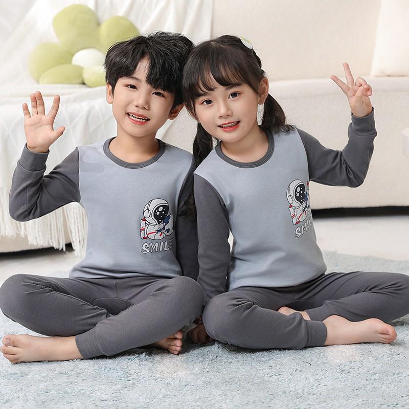 Kids Cotton Thermal Underwear Set Boys Girls Long Johns Pajamas Soft Base Layer 3-8 Years