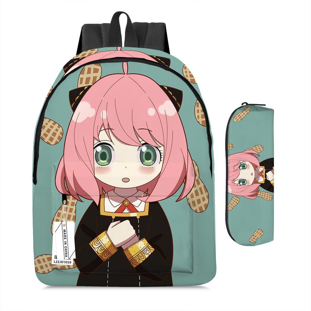 Spy Play House Cartoon Backpack Elementary And Secondary School Children'S School Bag Digital Full Printing Backpack Pencil Case