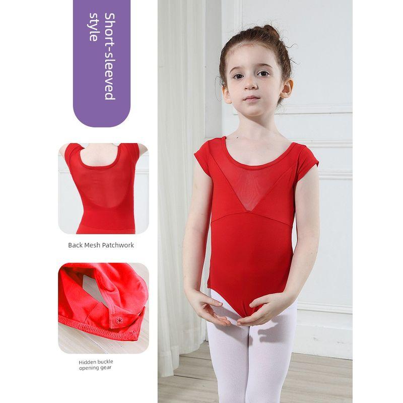 

Children s Dancing Clothes Girl Exercise Clothing Girl Short Sleeve Shapewear Toddler Ballet Dance Dress Gauze Skirt Chinese Classic Dance Dancing Red-Short Sleeve 110cm (reference height 95-104cm)