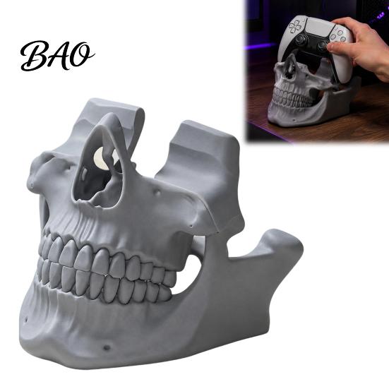 Customizable DIY White Mold 3D Printed Skull Game Controller Holder, Head Stand for Controller, Cool Desktop Display Gaming Room Decor, Gamer