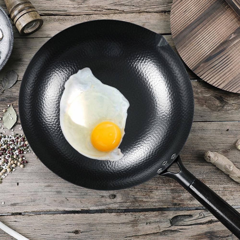 Czyste żelazo wok żeliwna patelnia Niepowlekana Garnek Ogólnego użytku do kuchenki gazowej i indukcyjnej 32cm Chiński wok Naczynia kuchenne Patelnia