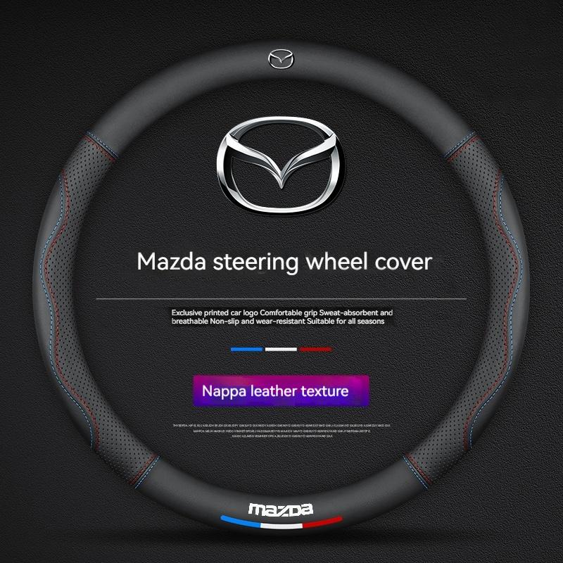 2025 Hot For Mazda 3 5 6 SKYACTIV Axela Atenza CX30 CX5 CX8 CX9 MX5 RX8 RX7 BT50 Carbon Fiber Leathe Car Steering Wheel Cover Ac