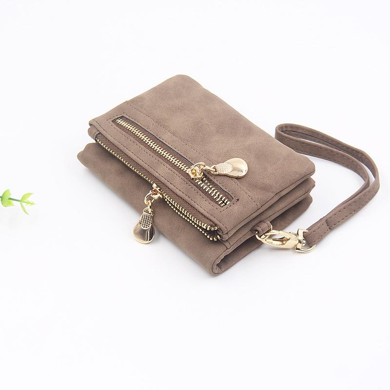 

Женская ретро-сумка с двойной молнией, складная, студенческая монетница, женский кошелек Zero темно-коричневого