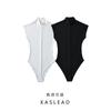 Kaslead New Arrival Women's Clothing Fashion Style Fashion Minimalist Silm Half Turtleneck Sleeveless Leotard