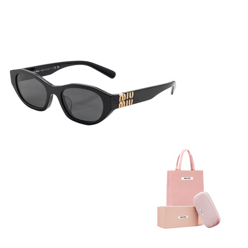 MIU MIU Irregular Frame Sunglasses With Micro Logo Design Women Sunglasses Black MUA03S