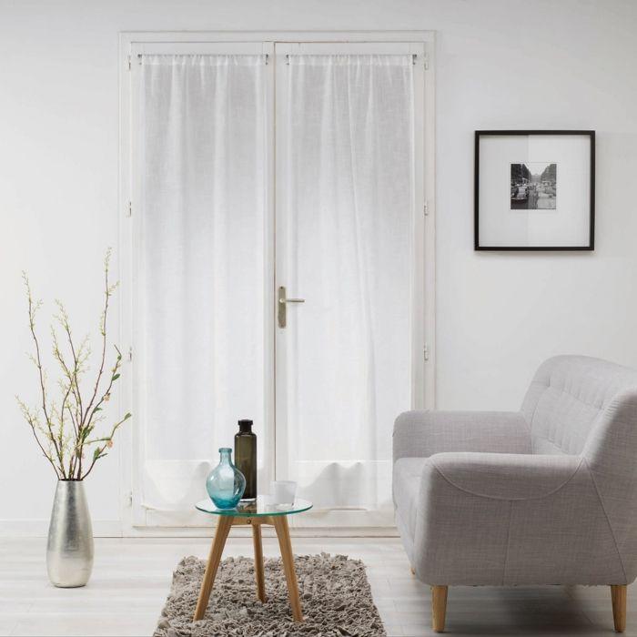 Paire Droite Passe Tringle 2 X 70 X 200 Cm Voile Tisse Milza Blanc