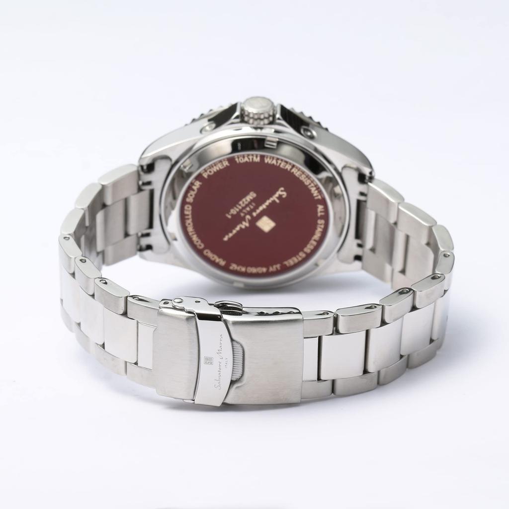 Salvatore Marra Men's Watch, Radio-Controlled Solar, Business Style, Popular Brand, Waterproof, Black, with Cloth, SSBKRD [Parallel Import]