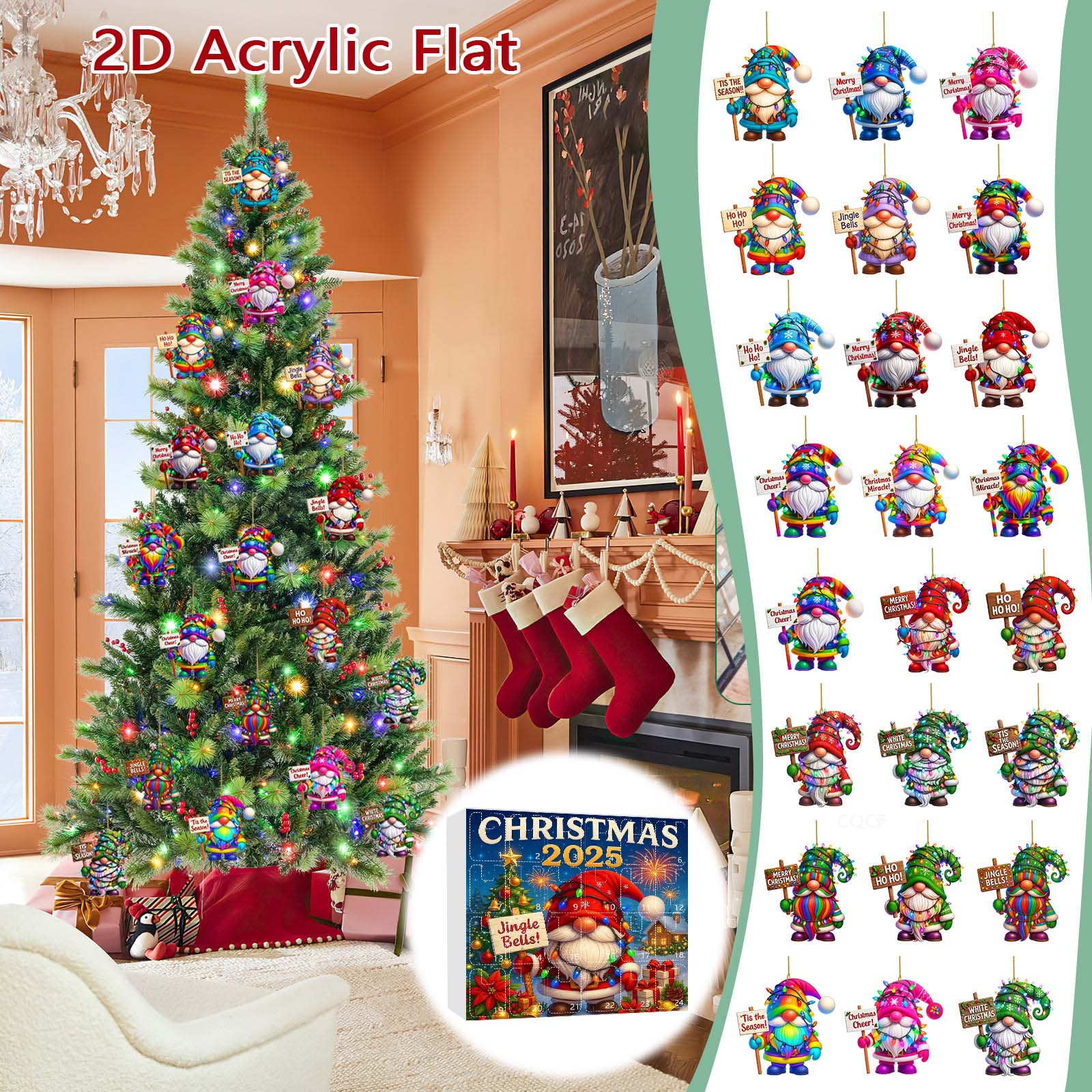 

Домашний акриловый декор Праздничный адвент-календарь Коллекционные адвент-календари Набор 2D причудливых гномов Памятный домашний декор Коллекционные предметы One Size