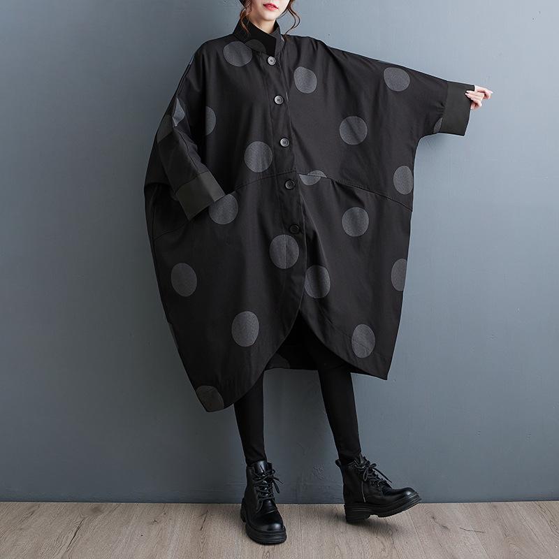 Retro Stand-Up Collar Bat Print Windbreaker Jacket for the Fall