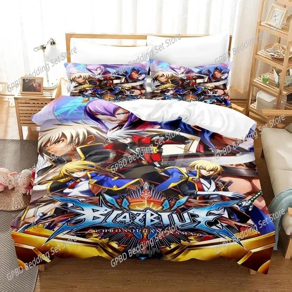 New Personality 3D Printed Anime Blazblue Bedding Set Cartoons Three-piece Set Adult Kid Bedroom Duvet Cover Sets Home Textiles