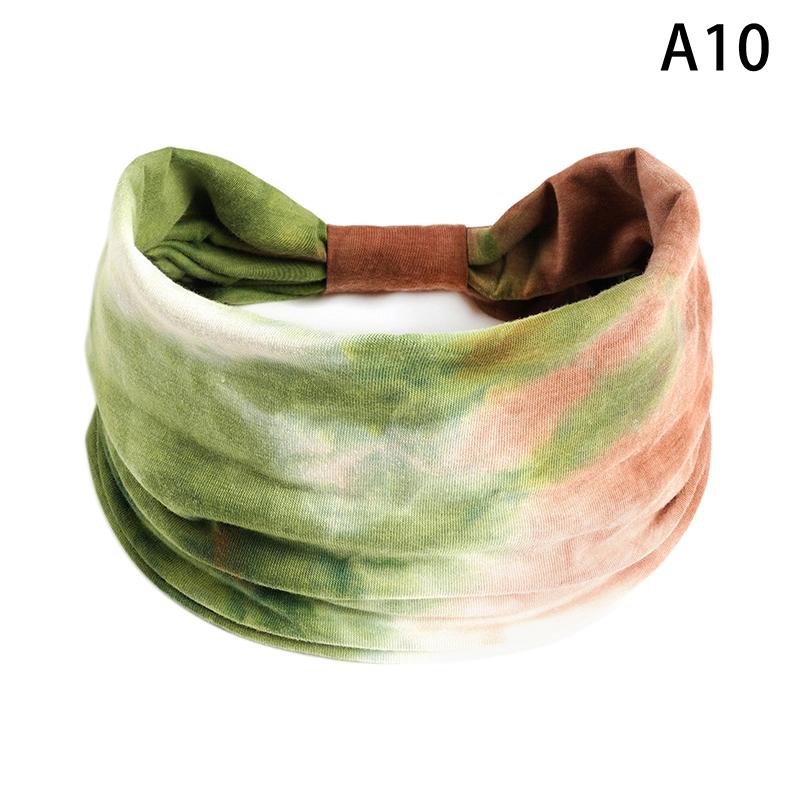 Tie-Dye Boho Knot Turbans Yoga Elastic Head Wrap Women Headband Wide Hairbands Headwear Bandanas  Hair Band Accessories