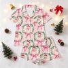 Women's Christmas Pajama Set Short Sleeve Button Down Shirt and Shorts Sleepwear