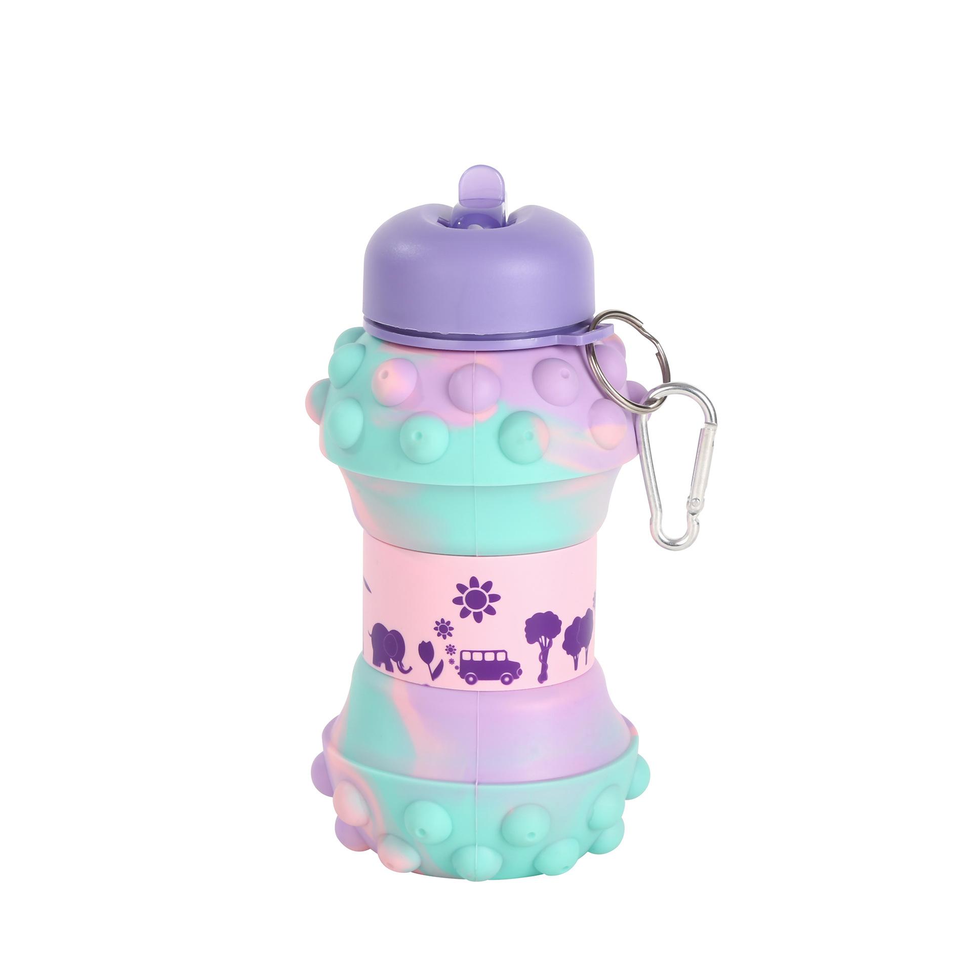 

BPA Free Sports Water Bottle for Kids Gift Folding Water Bottle for Hiking,GYM,School & Sports | Collapsible Cups for Traveling 501-600ml фиолетовый