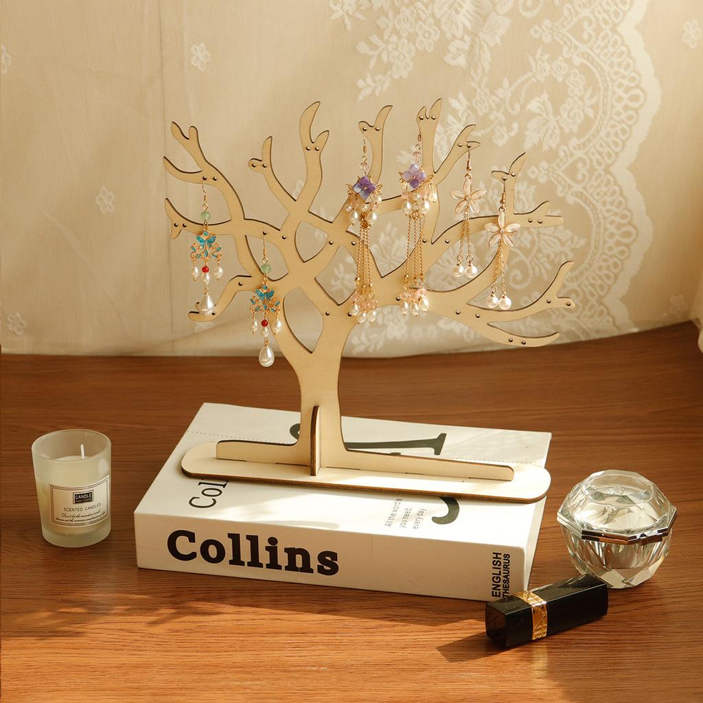 Retro Earring Tree Wooden Jewelry Storage Racks Creative Branch-shaped Wooden Ornaments Home Desktop Jewelry Display Stand