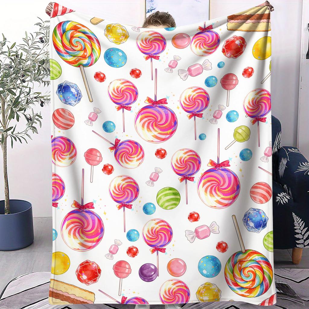 Popular Lollipop Printed Pattern Blanket Soft And Comfortable Small Cover Blanket Suitable For Cars Dormitories Offices Sofa Nap