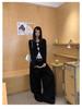 Women's Slimming Lace Long Sleeve Polka Dot T-Shirt - Black & White, Korean Style, Spring Collection