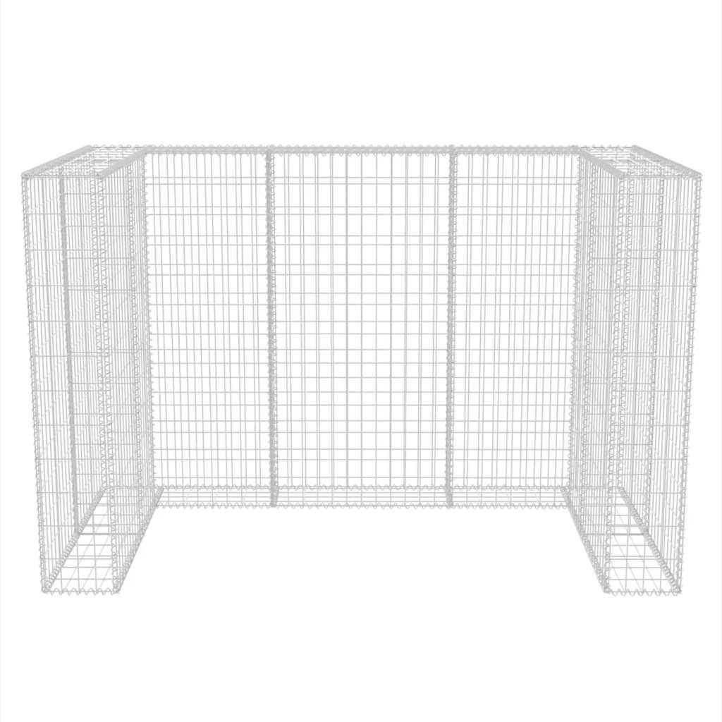 Gabion Waste Bin Cover for 2 Bins Steel 180 X 100 X 120 Cm