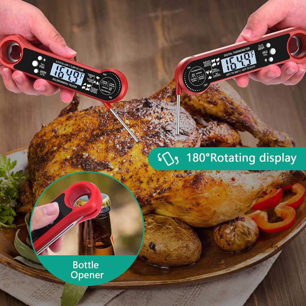 Digital Meat Thermometer Instant Read Cooking Thermometer with LCD Backlight Kitchen Oven BBQ Thermometer