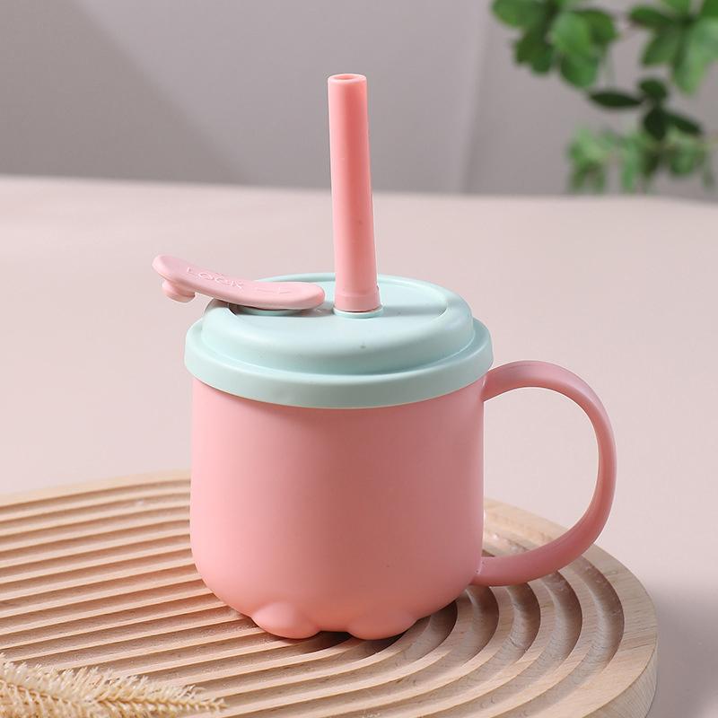 200 ml vannflaske for barn vann sippy kopp med silikon sugerør Lekkasikker plast vannflasker Kreativ tegneserie vannkopp