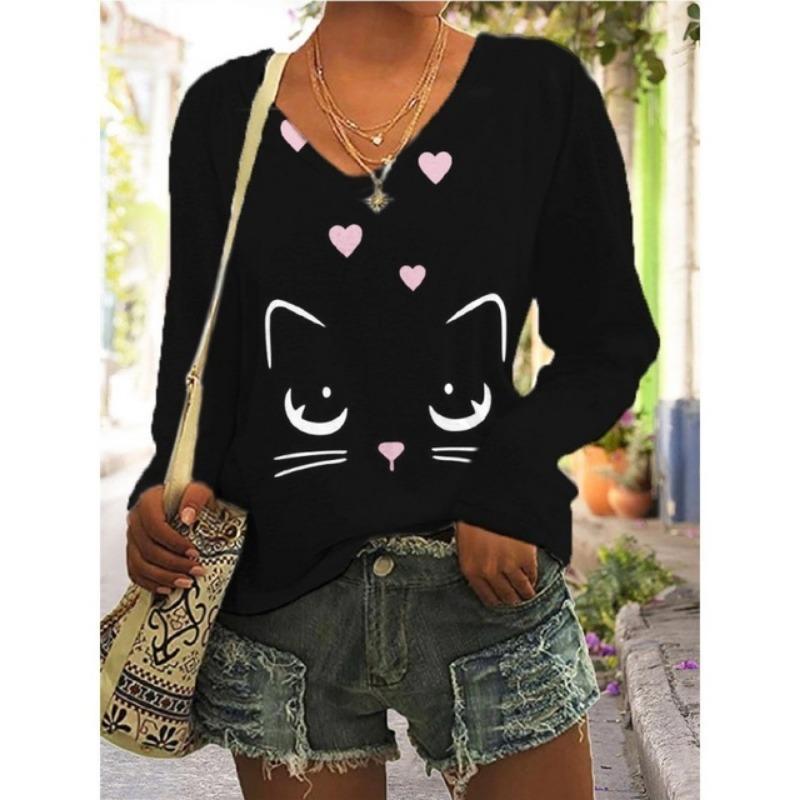 

Универсальная повседневная футболка с цветочным 3D-принтом, забавная модная женская футболка, винтажная, элегантная, с диагональным воротником, повседневная, с длинным рукавом, для женщин, удобная 8XL