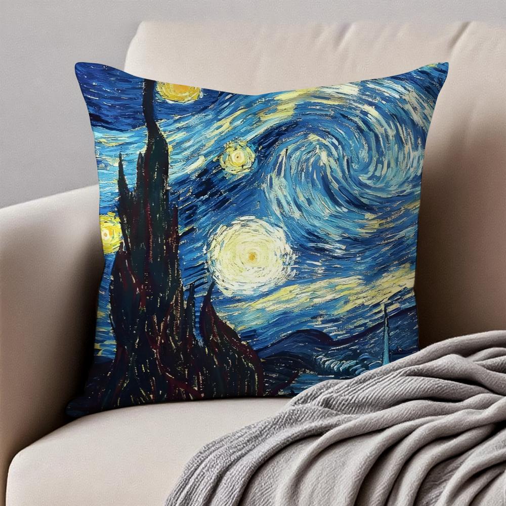 Post Impressionism VVincent Willem van Gogh Cushion Cover Pillowcase Antidustmite Invisible Zipper Short Plush Sofa Cushion