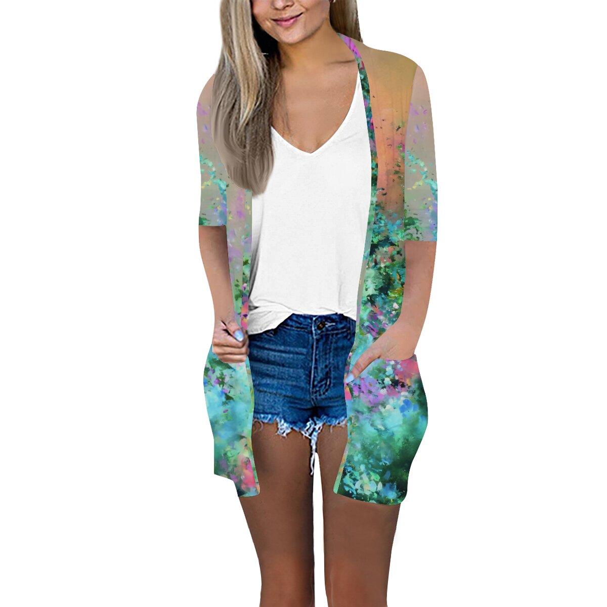 

2023 Осеннее новое модное женское повседневное пальто с рукавом 3/4 и принтом больших размеров 6-S бездна