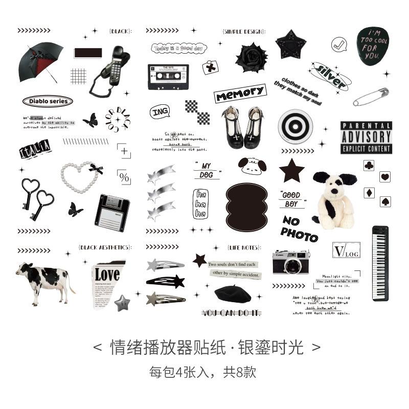 4 Sheets Cartoon Diary Decorative Materials Paper Cute Handwritten Sticker