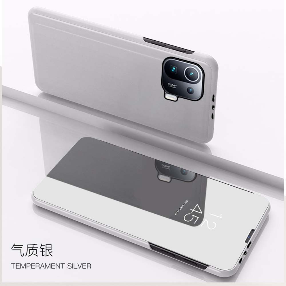 Plätering Spegel Flip Telefonfodral För POCO F6 M6 X6 F5 X5 X3 X4 Pro 5G X3 NFC X4 F4 GT Ställ Läderfodral För POCO M4 M3 Pro