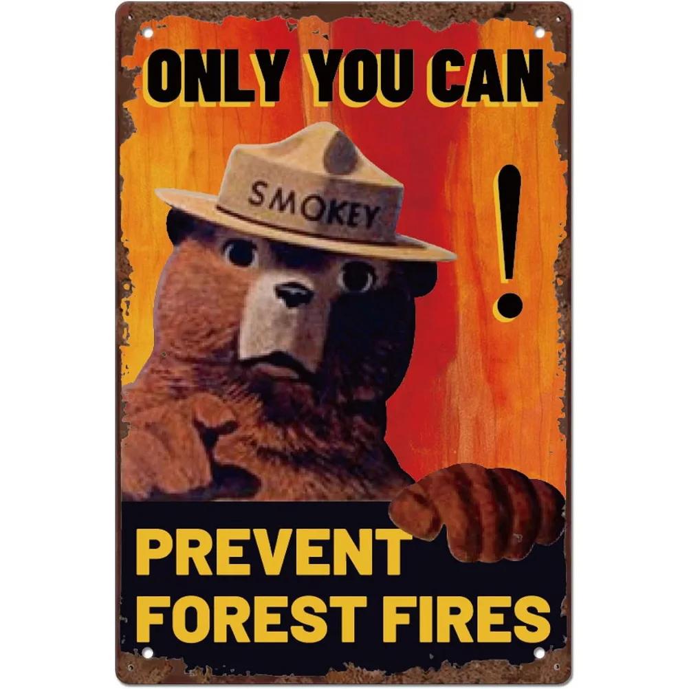 Warning Metal Tin Signs Plaque Prevent WildFires Wall Decoration Vintage Iron Painting Art Posters for Forest Home Cafe Club Bar