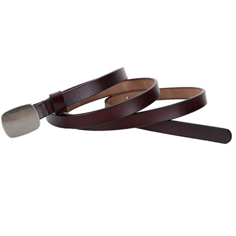 Classic Leather Belt For Women With Alloy Buckle And Slim Design For Casual Dresses