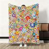 Blumen T-Takashi Murakami Decke Weiche Flanelldecke Warme Knie Hautfreundliche Decke für Sofa Büro Bett Reisen Winter Übergröße
