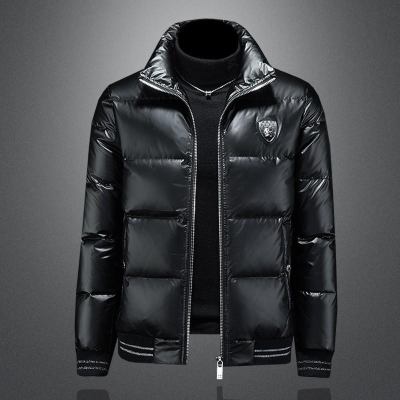 Mens Winter Down Jacket Trendy Casual Warm Coat Basic Style Stand Collar Non-Hooded