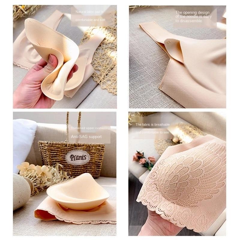 3stk Latex BH Sømløse BH For Kvinner Undertøy BH Push Up Bralette Med Pad Vest Topp BH