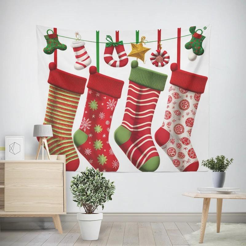Christmas New Year Socks Pattern Living Room Bedroom Decorative Tapestry
