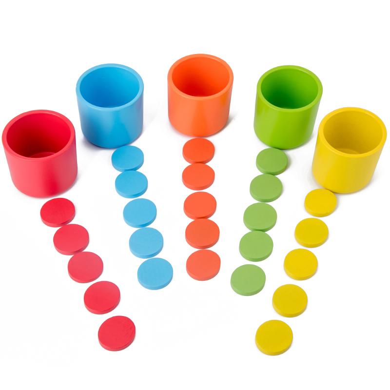Non-Toxic Montessori Color Sorting Toys For Toddlers 2-4 Years Wooden Matching Game Color Classification Cup Preschool Educational Gift