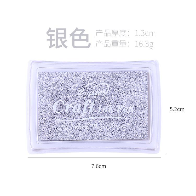 

Gift stationery seal companion large square concave waist 15color monochrome ink pad finger painting ink pad hand account срібний