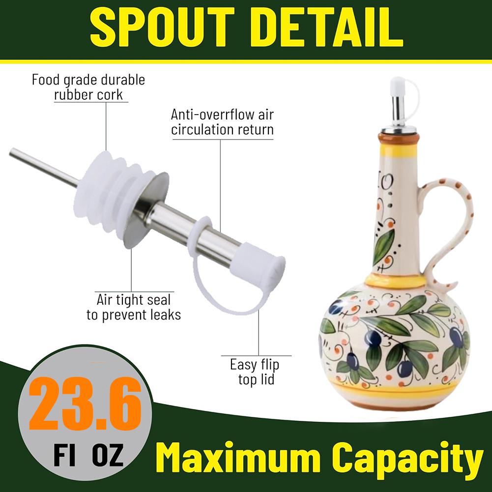 500ml Olive Oil Dispenser Embossed Ceramic Oil Vinegar Bottle Condiment Storage Container Oil Dispenser Can Ceramic Oil Bottle