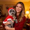 Pet Hoodie Christmas Outfit - Warm Puppy Costume with Hat, Funny Holiday Cosplay Pet Clothes for Small Medium Dogs & Cats (Size S: