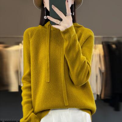 The New Hooded Sweatshirt for Women In Autumn and Winter Is A Base Layer with A Knitted Sweater and A Casual Large-sized Sweater