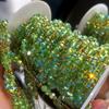 1Meter Stainless Steel Green Crystal Beads Bracelet Chains for Jewelry Making DIY Shiny Necklace Jewelry Beaded Chain Supplies