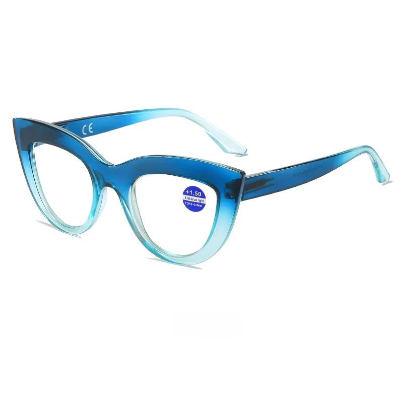 

Новые очки для чтения «кошачий глаз», женские красные очки с защитой от синего света, очки для пресбиопии, очки для дальнозоркости, оптические линзы для чтения от 0 до +4,0 +1.5 синий